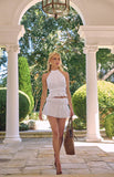 Peyton White Ruched Halter Neck Top