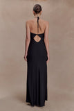 Lydia Cowl Neck Satin Maxi Dress Black