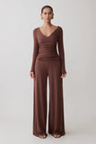 Dewi Wide Leg Modal Pants Chocolate