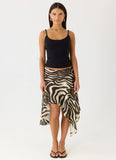 Kia Low Rise Asymmetrical Midi Skirt Zebra