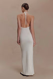 Brock Knit Halter Maxi Dress White