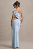 Storm Powder Blue Asymmetric Maxi Dress With Cut Out Details