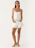 Owen A-Line Denim Shorts - White