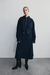 Cecilia Denim A Line Midi Skirt Indigo Blue