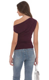 Embellished Off Shoulder Top in Purple