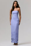 Samara Purple Bandeau Maxi Dress With Cut Out Crochet Hem