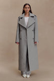 Levi Long Trench Wool Coat Grey Marle