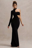 Socialite Black One Sleeve Cut Out Maxi Dress