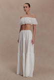 Autumn Off Shoulder Broderie Top White