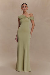 Ashford Asymmetrical Slinky Maxi Dress Sage
