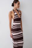 Brienne Stripe Midi Dress Pink Chocolate