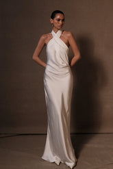 Laura Halter Satin Gown White