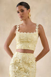 Blythe Lemon Lace Square Neck Crop Top
