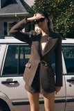 Romy Structured Blazer With Hardware Herringbone