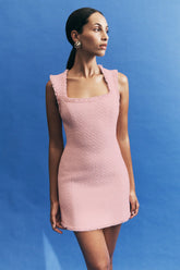 Lea Tweed Sleeveless Mini Dress Baby Pink