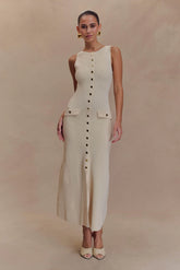Sawyer Sleeveless Buttoned Maxi Dress Ivory