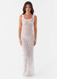 Penida Shell Knit Maxi Dress White