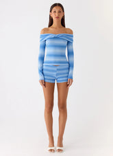 Lay Back Knit Shorts Cerulean