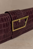 Jessica Faux Leather Crocodile Clutch Burgundy