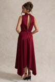 Kerri Berry Satin Cowl Neck Maxi Dress