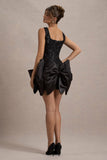 Aveline Black Lace Square Neck Mini Dress With Bows