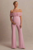 Sallow Pink Floral Bardot Maternity Jumpsuit