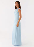 Heart Of Glass Satin Maxi Dress Blue