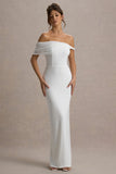 Alonza White Twisted Bardot Maxi Dress
