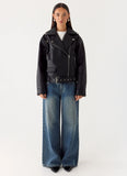 Ethan PU Biker Jacker Black