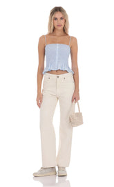 Straight Leg Mid Rise Jeans in Cream
