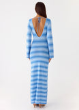 Late Night Calls Knit Maxi Dress Cerulean