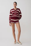 Philly Stripe Knit Short Burgundy Cream