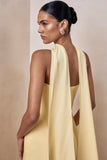 Starling Lemon Matte Satin Plunge Neck Maxi Dress With Scarf Detail