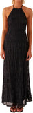 Women Backless Dress Sleeveless Textured Halter Open Back Maxi Dresses Vacation Wedding Guest