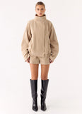 Marlow Faux Suede Jacket Cream