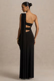 Nebula Black Bandeau Maxi Dress With Body Cut Out Details