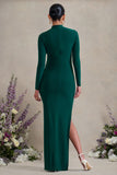 Alejandra Green Maternity Long Sleeve High Neck Maxi Dress