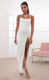 Sequin Luxe Maxi in Iridescent White