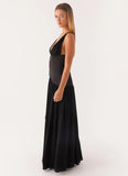 Dafina Satin Maxi Dress Black
