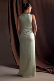 Violet Sleeveless Satin Maxi Dress Sage
