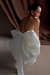Suzette Taffeta Bow Mini Dress White