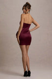 Tanisha Port Satin Bandeau Mini Dress With Bow