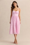 Gloriana Pink Lace Sweetheart Neck Midi Dress