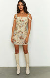 Daydreaming Beige Tapestry Mini Dress