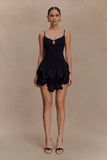 Calantha Ruffle Mesh Mini Dress Black