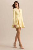 Etherea Lemon Plunge Neck Skater Mini Dress