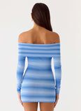 Gomez Bardot Knit Mini Dress Cerulean