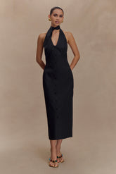 Simona Halter Neck Midi Dress Black