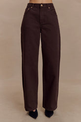 Mannon Mid Rise Denim Jeans Chocolate