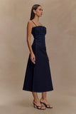 Cecilia Denim A Line Midi Skirt Indigo Blue
